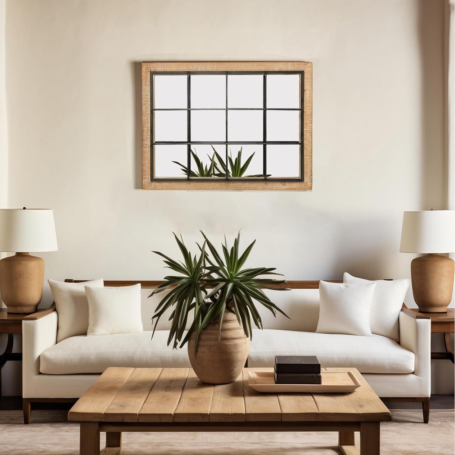 Wall Mirror 24x32 Farmhouse Rectangle Wood Metal Frame Decor k7