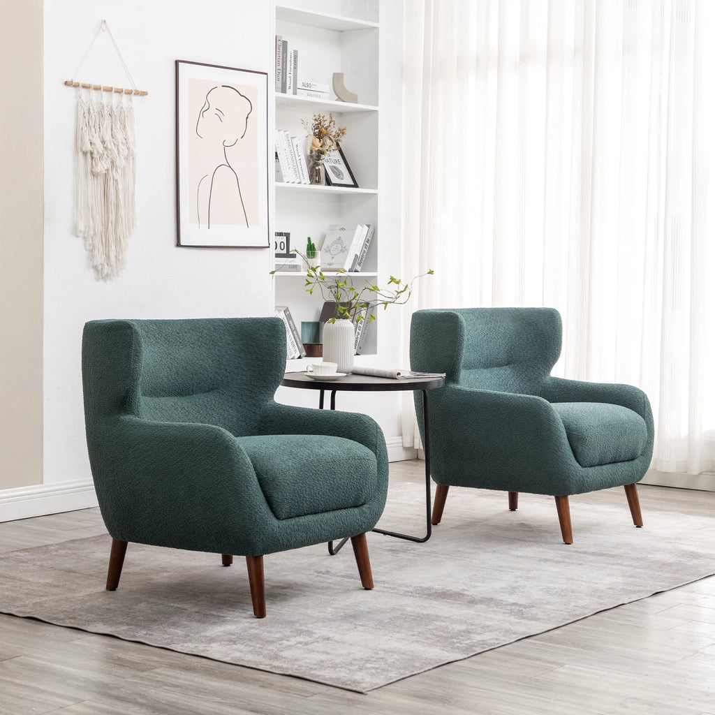 XINMICS Tufted Wingback Accent Chair, Green N2414