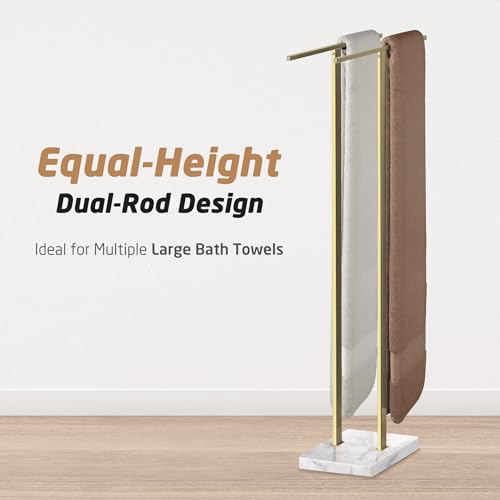 KES Standing Towel Rack for Bathroom with Marble Base, 2-Tier, SUS304 Stainless Steel C77812