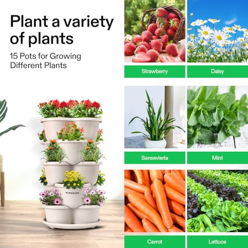 5 Tier Vertical Stackable Planter for Plants Grey a7