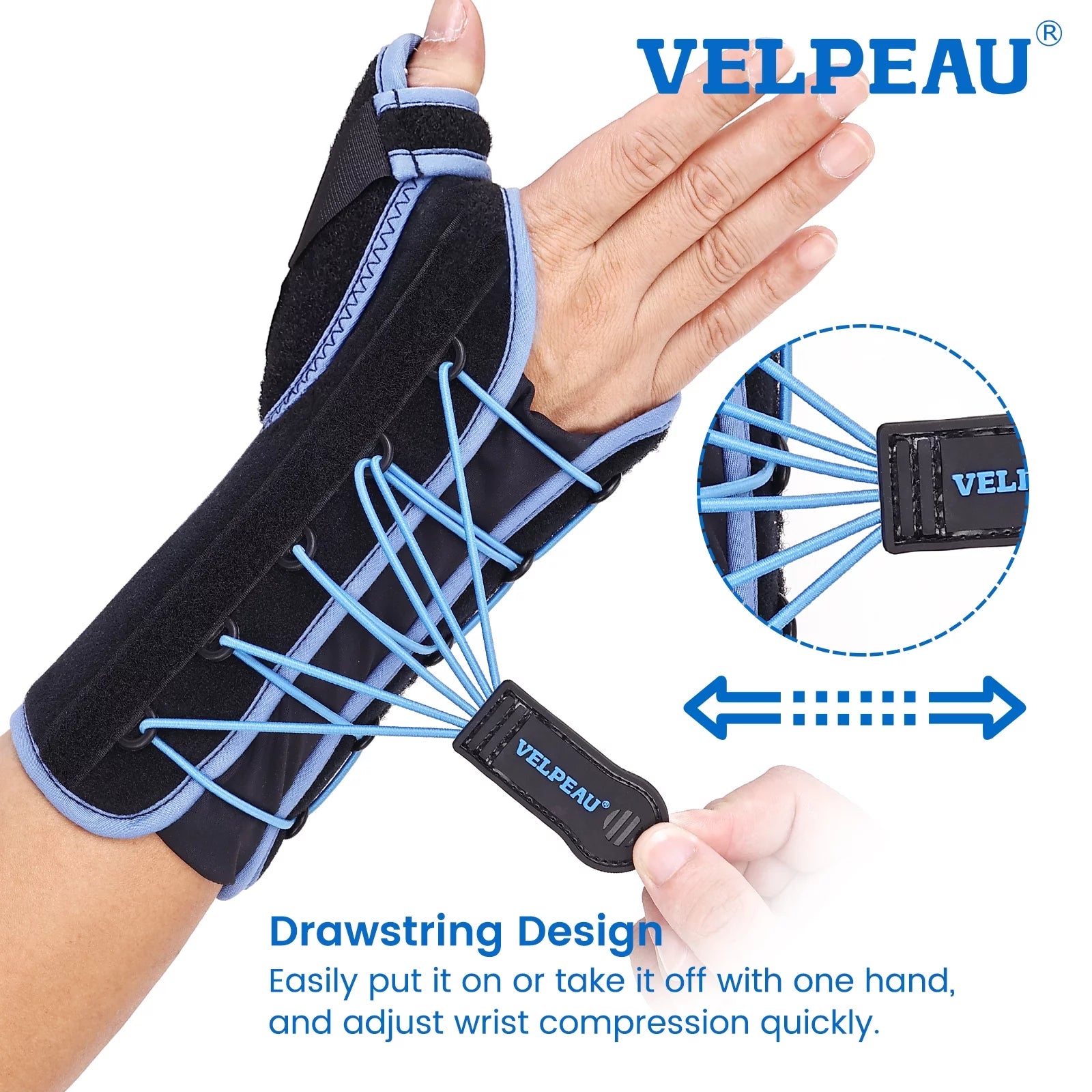 VELPEAU Wrist Brace with Thumb Spica Splint, Right Hand, Small A93479