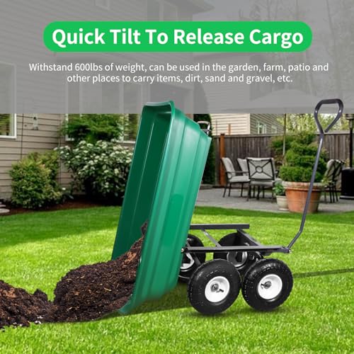 Poly Garden Dump Cart with Rotating Handle and No-Flat Tires k7m