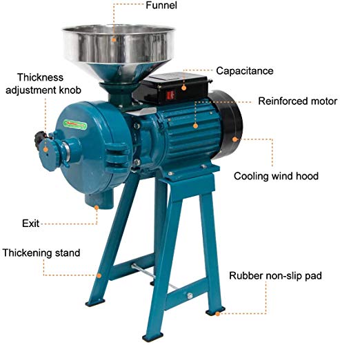 3000W Electric Grain Grinder Corn Mill Commercial Wet Dry Cereals Machine with Funnel H4122