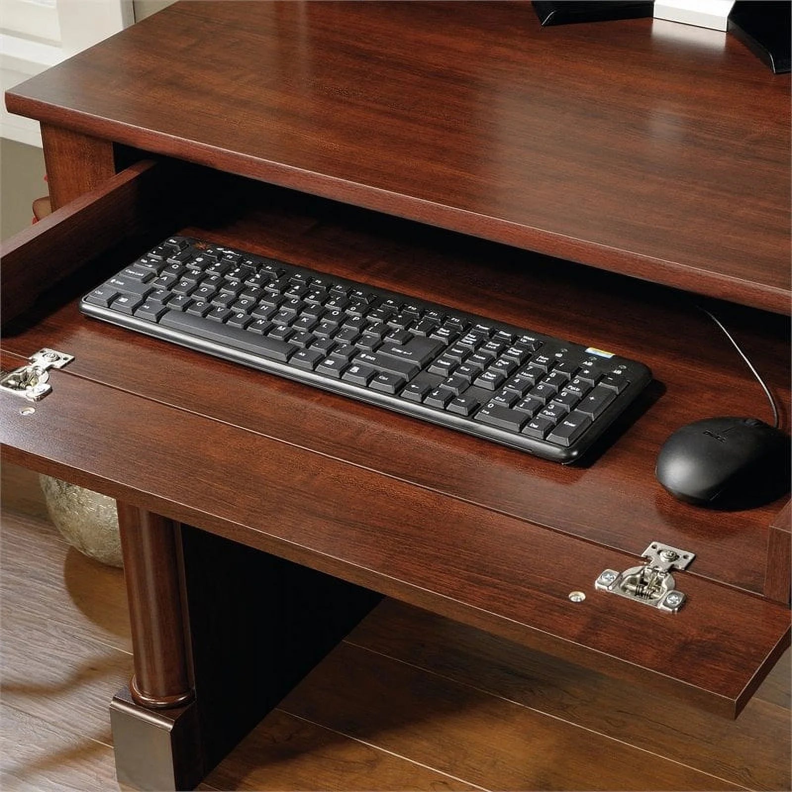 Kingfisher Lane Contemporary Wood Computer Desk with Hutch Cherry K666016