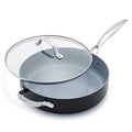 GreenPan Valencia Pro Stainless Steel 5QT Saute Pan with Lid, Induction Mirrored Tri-Ply, Ceramic Nonstick PFAS-Free PFOA- Free Coating, Multi Clad Pan, Induction, Dishwasher Safe, Oven & Broiler Safe