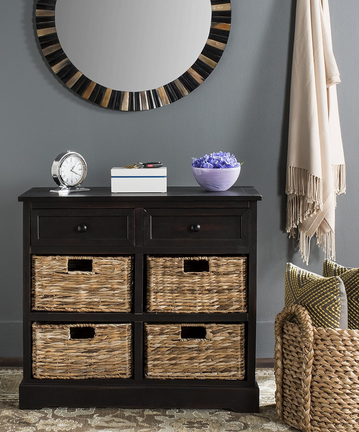 Safavieh American Homes Collection Herman Brown Wicker Basket Storage Unit