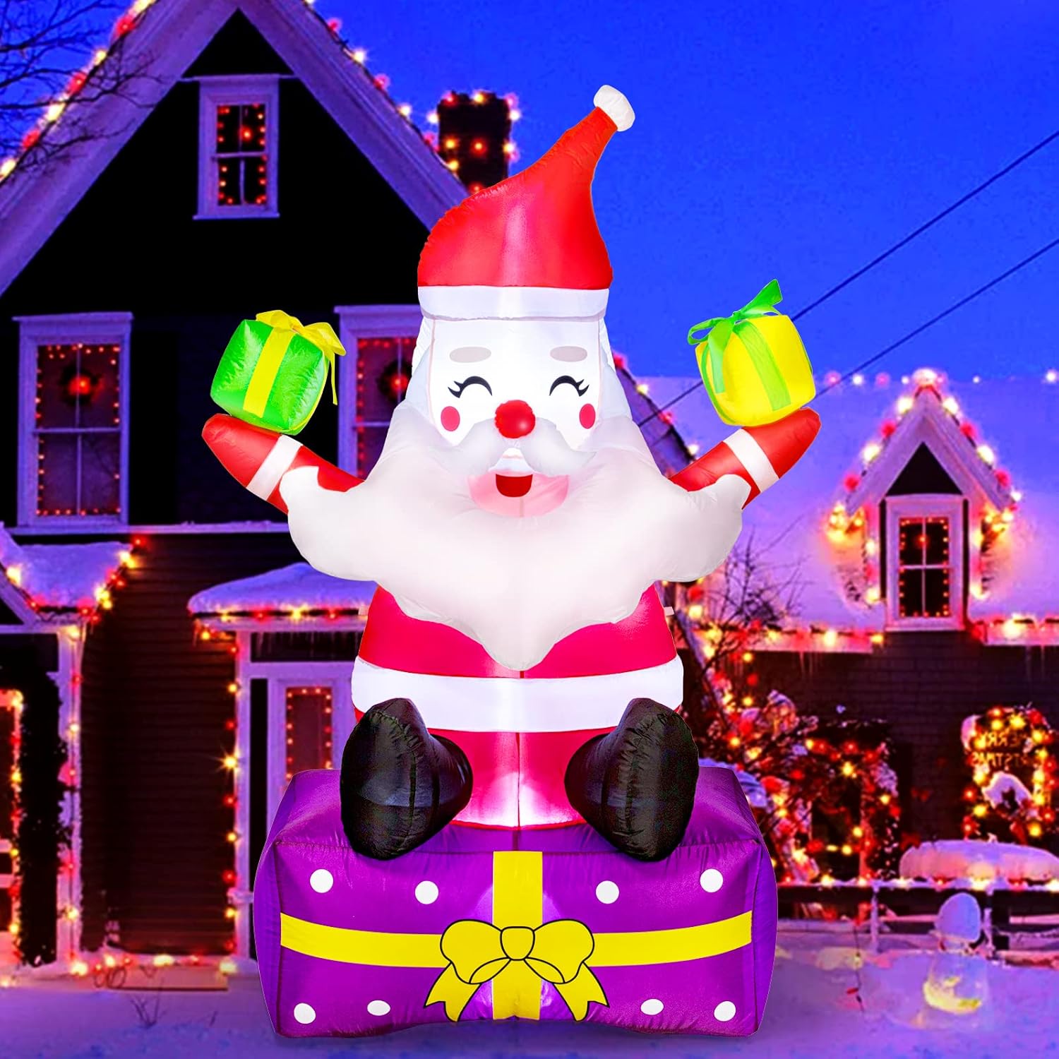 Christmas Inflatable Santa with Gift Boxes Outdoor Yard Decor 6ft a7