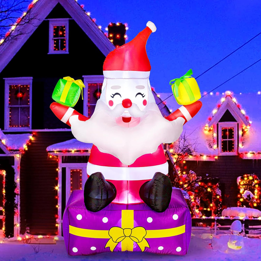 Christmas Inflatable Santa Claus with Gift Boxes Outdoor Yard Decor a7