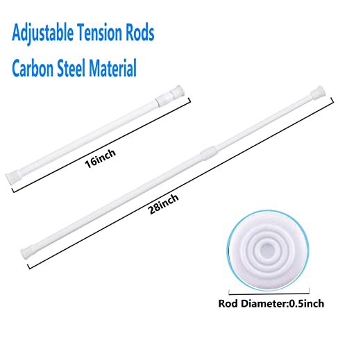 2 Pack Small Tension Rods 7-11 in Extendable Curtain Rods for Window, Wardrobe, Cabinet D349