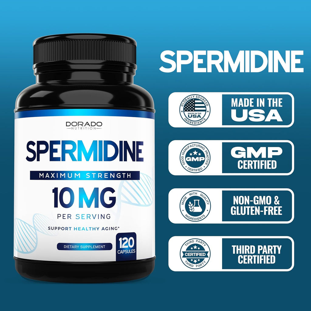 Spermidine Supplement 10mg 120 Capsules Gluten Free k7