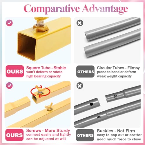 Metal Arch Backdrop Stand Set of 3 Gold Wedding Frame 7.2FT 6.6FT 6FT a7