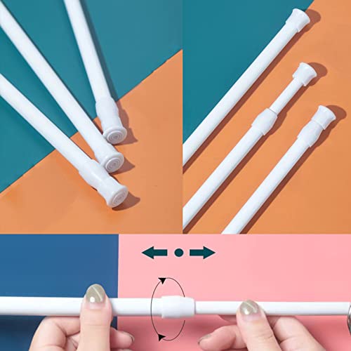 2 Pack Small Tension Rods 7-11 in Extendable Curtain Rods for Window, Wardrobe, Cabinet D349