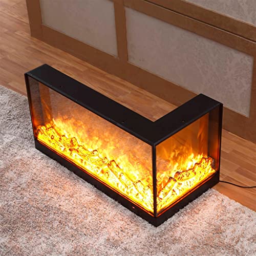 L-shaped Corner Electric Fireplace with 3D Flame and Remote Control L23592