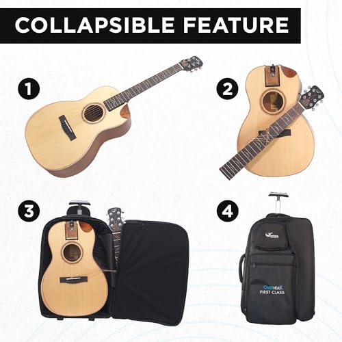 Solid Sitka Travel Guitar PJ410N Acoustic with Patented Collapsible System D2908