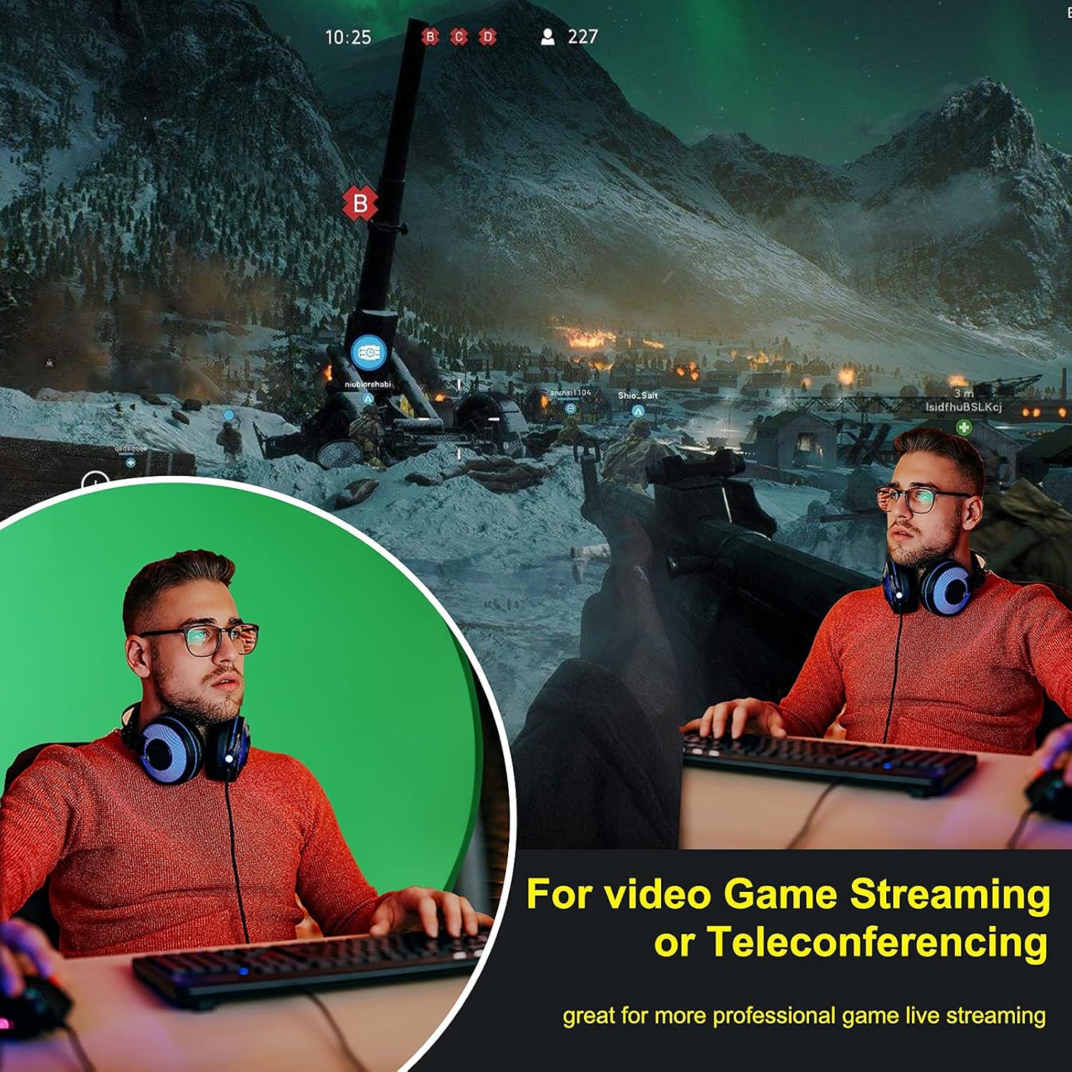 Portable Green Screen Backdrop 56 Collapsible Webcam Background for Home Office Video Conferencing a7