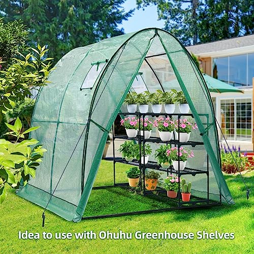 Portable Tunnel Greenhouse Outdoor Heavy Duty Walk in Green House with Mesh Windows 7k