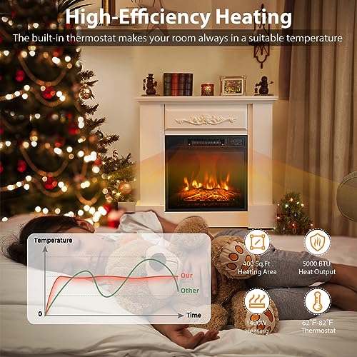 SAFSTAR 32 Inch Electric Fireplace with Mantel, Remote Control, Brown U550