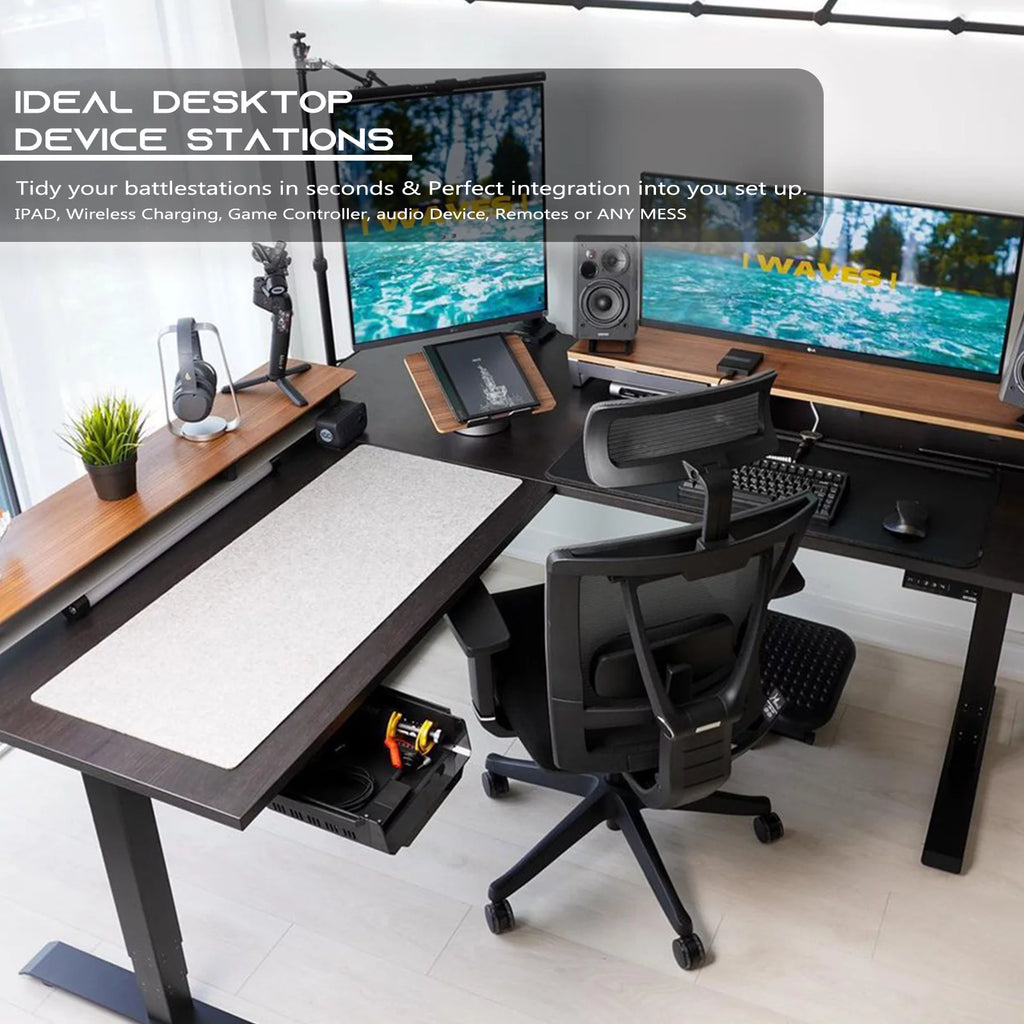 YaGee Under Desk Storage Shelf, Self-Adhesive Tray for Standing Desk, Black W21501