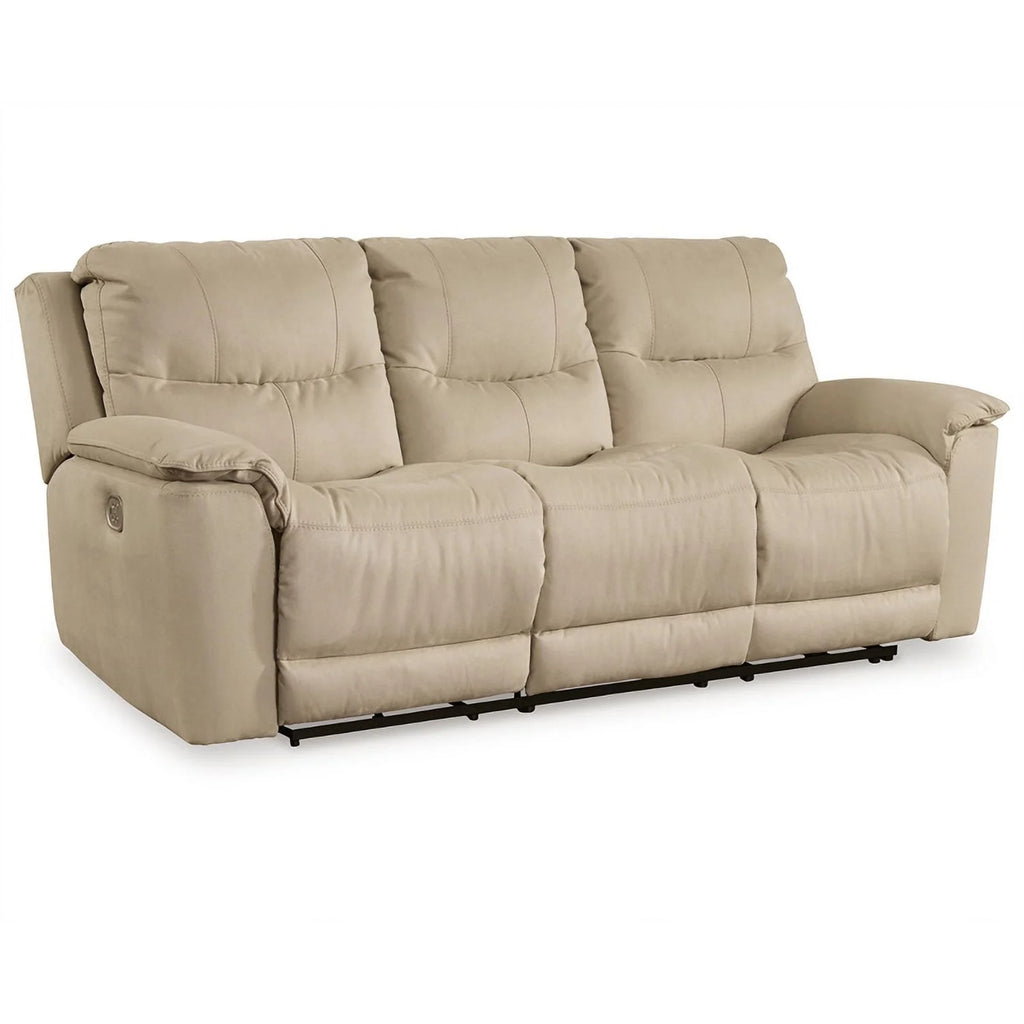 Ashley Furniture Next-Gen Gaucho Faux Leather Power Reclining Sofa in Latte