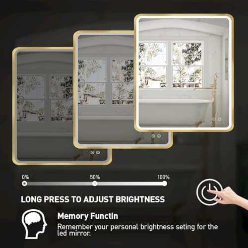 LED Bathroom Mirror with Light Anti Fog Dimmable Wall Mounted k7