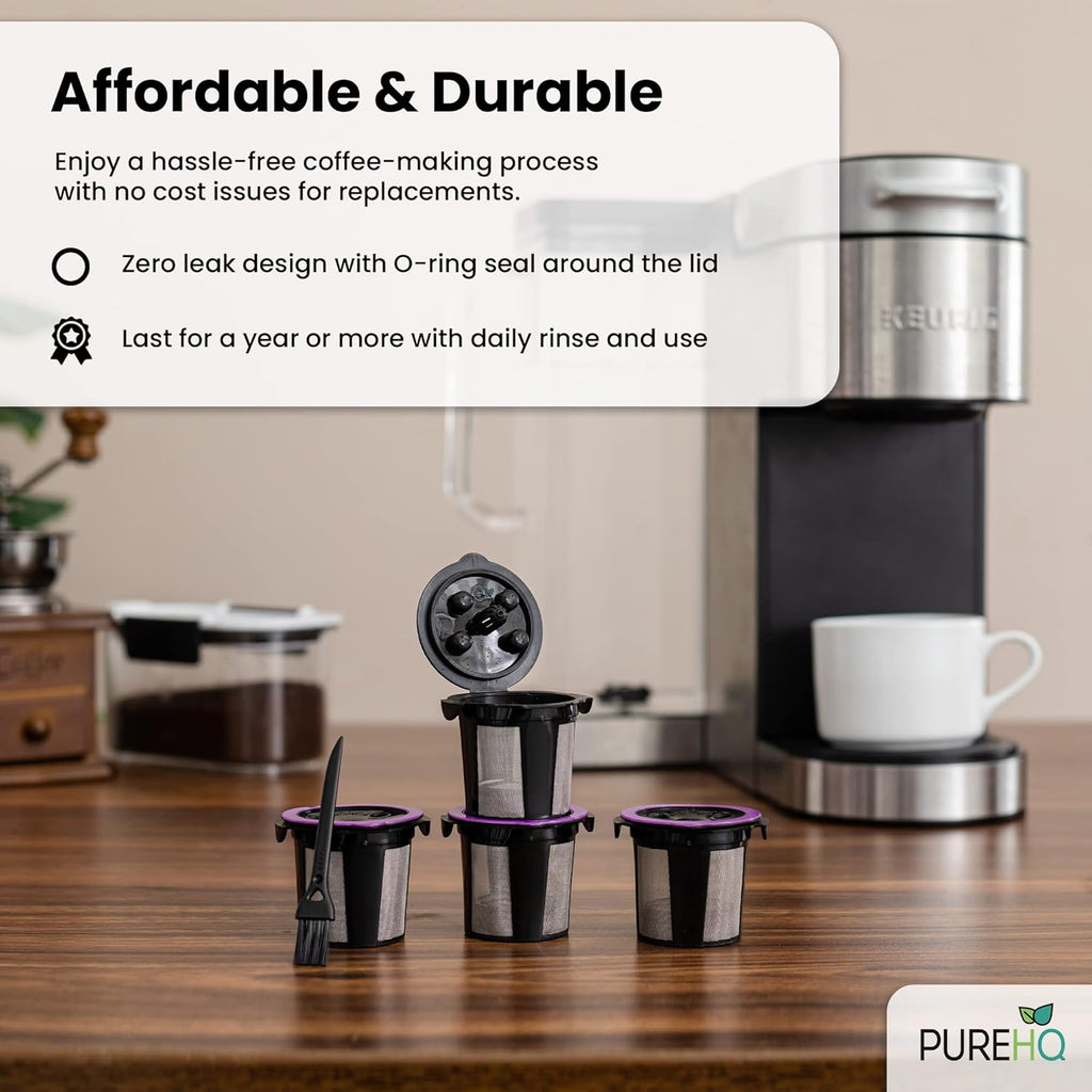 4 Reusable K Cups for Keurig Supreme, K Supreme Plus, K Slim, Keurig Classic by PureHQ D6114
