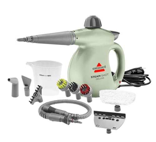 BISSELL Steam Shot Deluxe handheld pressurized steamer for maintenance cleaning with 10 cleaning tools - Radiant Selections