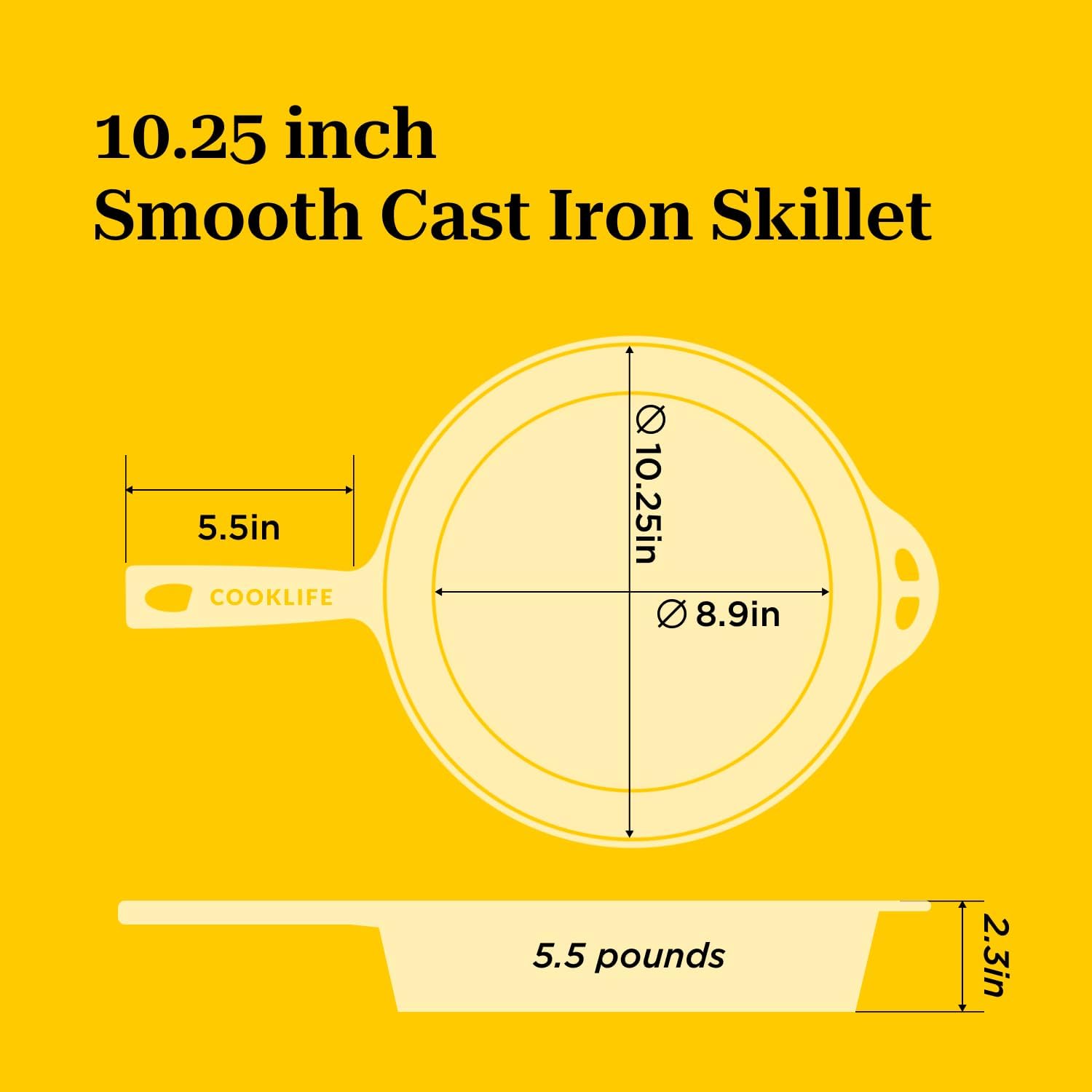 10.25 Inch Pre-Seasoned Cast Iron Skillet with Handle Cover C784888