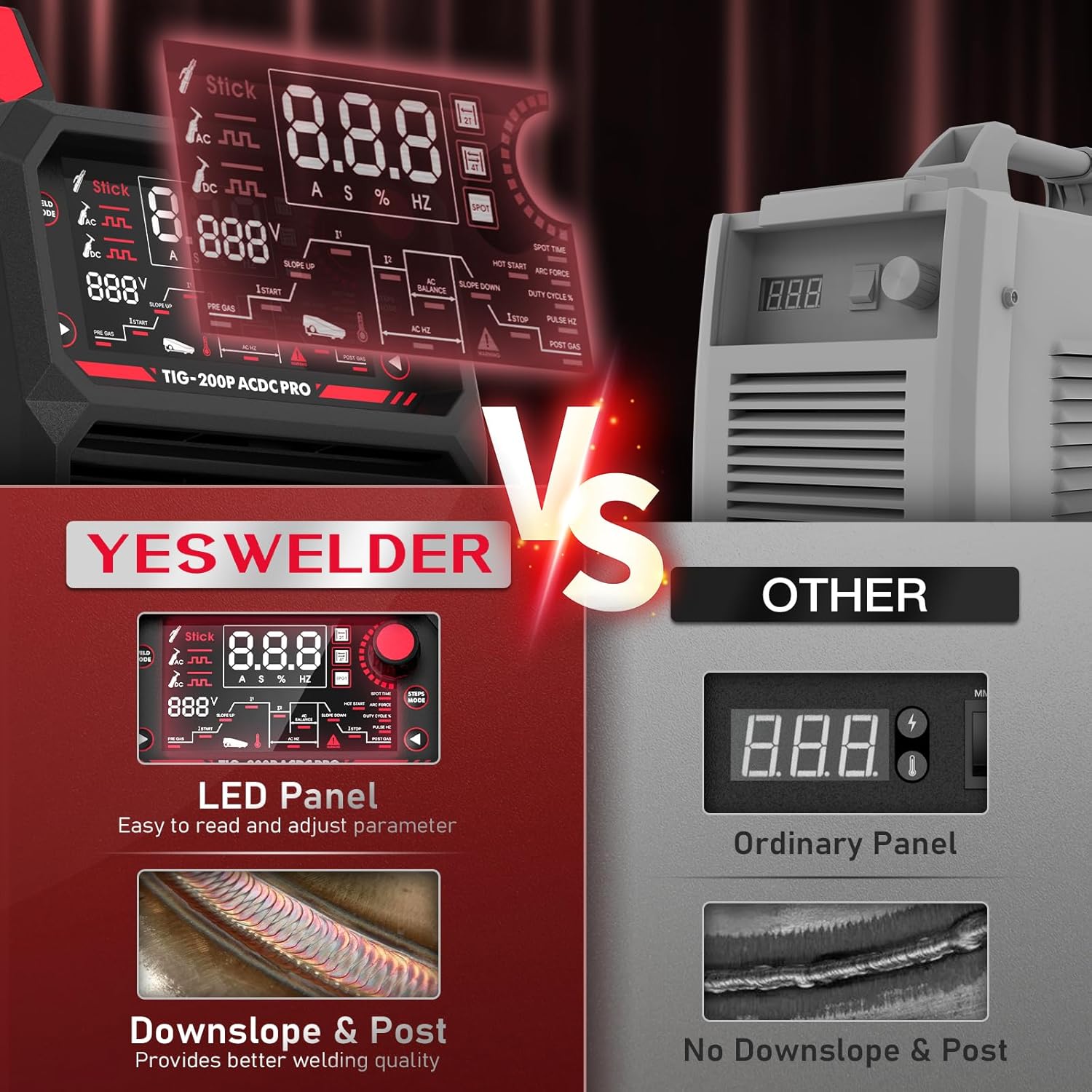 AC/DC Aluminum TIG Welder with Pulse LED Display, Dual Voltage k7m