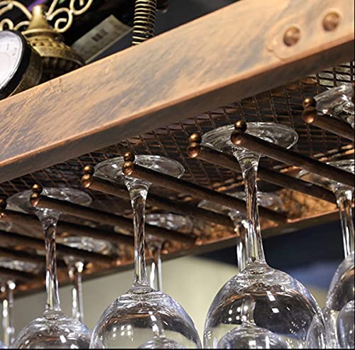 Hanging Wine Glass Rack, Industrial Vintage Metal Wall-Mounted, Bronze, 80x35cm N8813