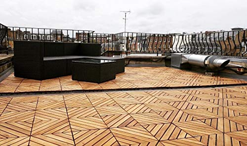 Interlocking Deck Tile 12x12 Acacia Hardwood Patio Tiles Waterproof Outdoor f7