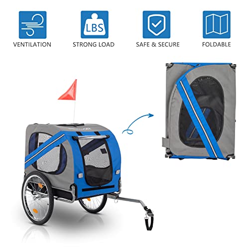 PEXMOR Dog Bike Trailer, Folding Pet Cart for Bicycle with Universal Hitch I159