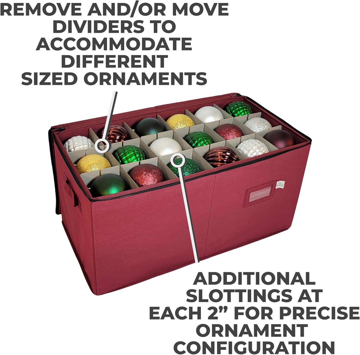 Christmas Ornament Storage Box with Adjustable Dividers Holds 54 k7
