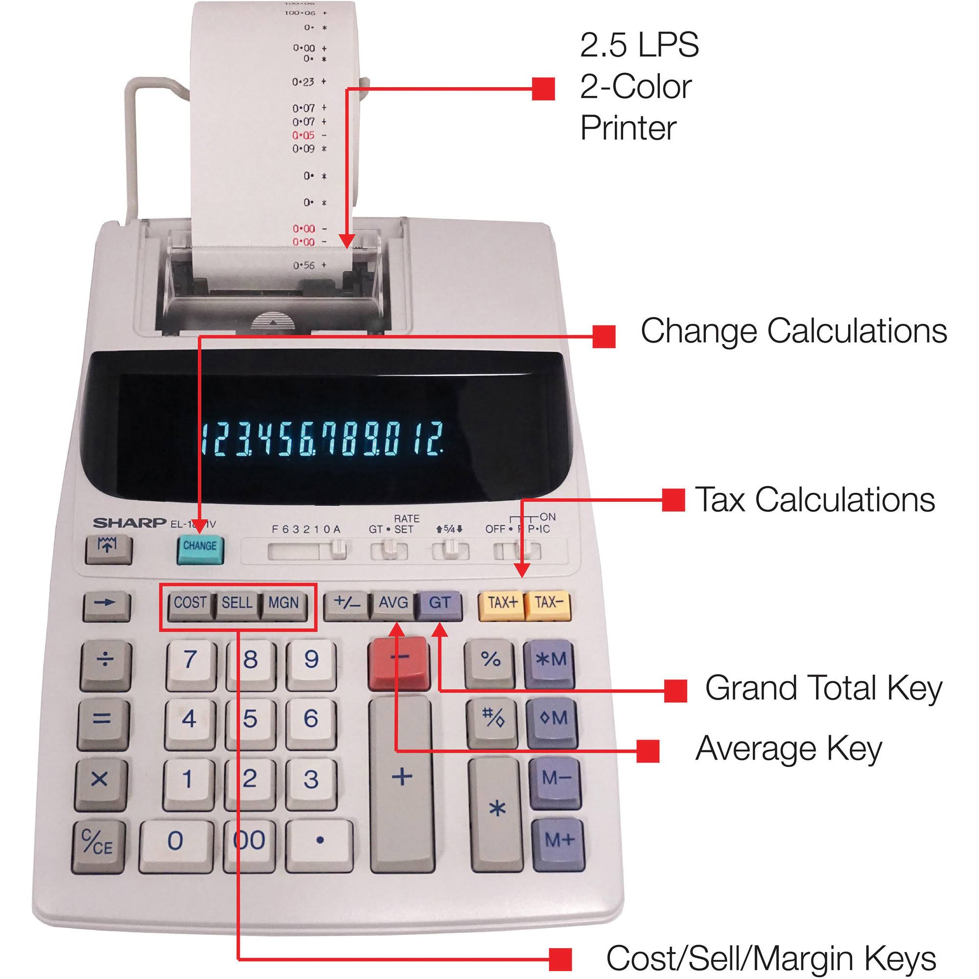 Sharp 12 Digit Printing Calculator k7m