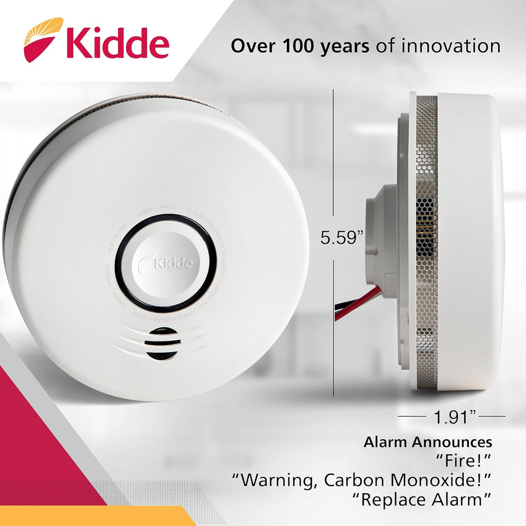 Kidde Wireless Hardwired Smoke Detector with 10-Year Battery Backup and Voice Alerts B58875