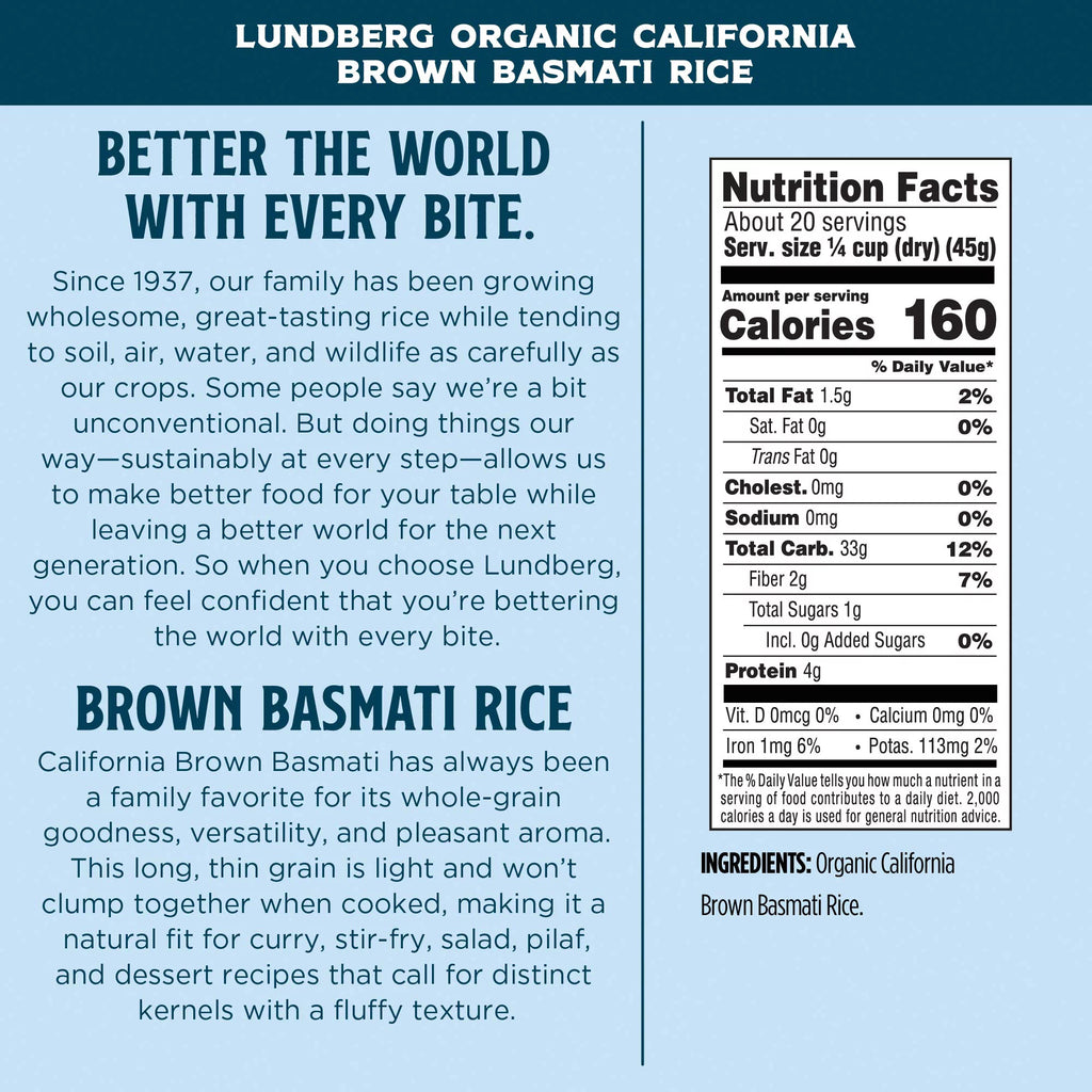 Lundberg Family Farms Organic Brown Basmati Rice, 32 Ounce I158