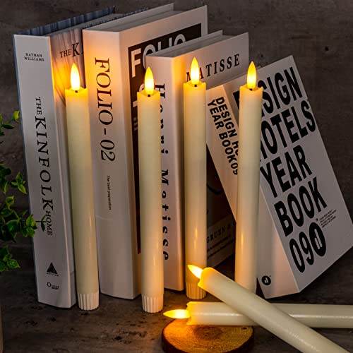 Flameless Taper Candles with Remote Timer, White LED Battery Operated 9.6 Inch q7