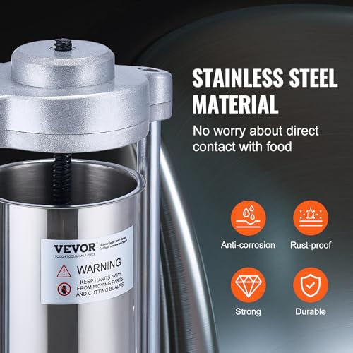 VEVOR Manual Sausage Stuffer, 7L Vertical Meat Machine, 304 Stainless Steel E790955
