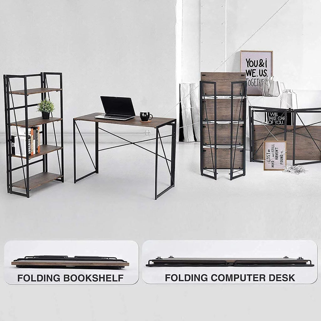 Coavas Folding Desk 39.4 inch Writing Computer Desk for Home Office Brown V502302