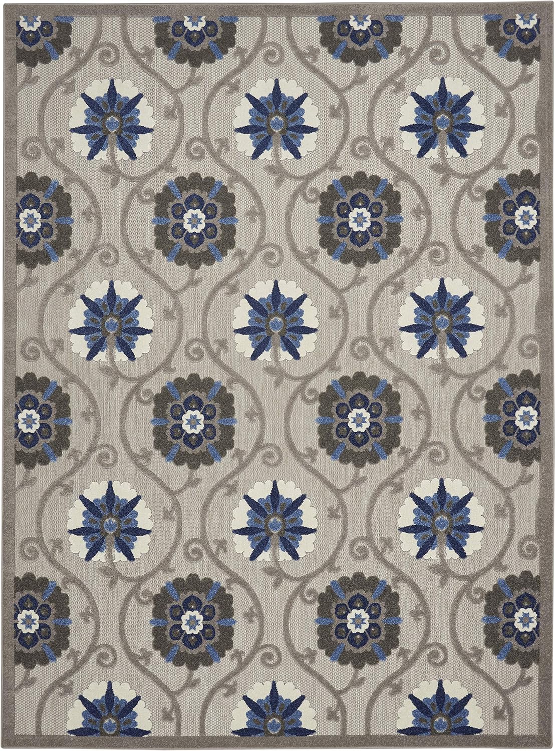 Nourison Aloha Indoor/Outdoor Grey/Blue 7' x 10' Area Rug Q436571