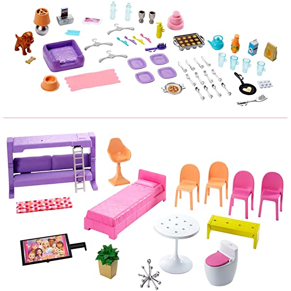 Dollhouse with Elevator, Pool, Slide and 70 Accessories a7
