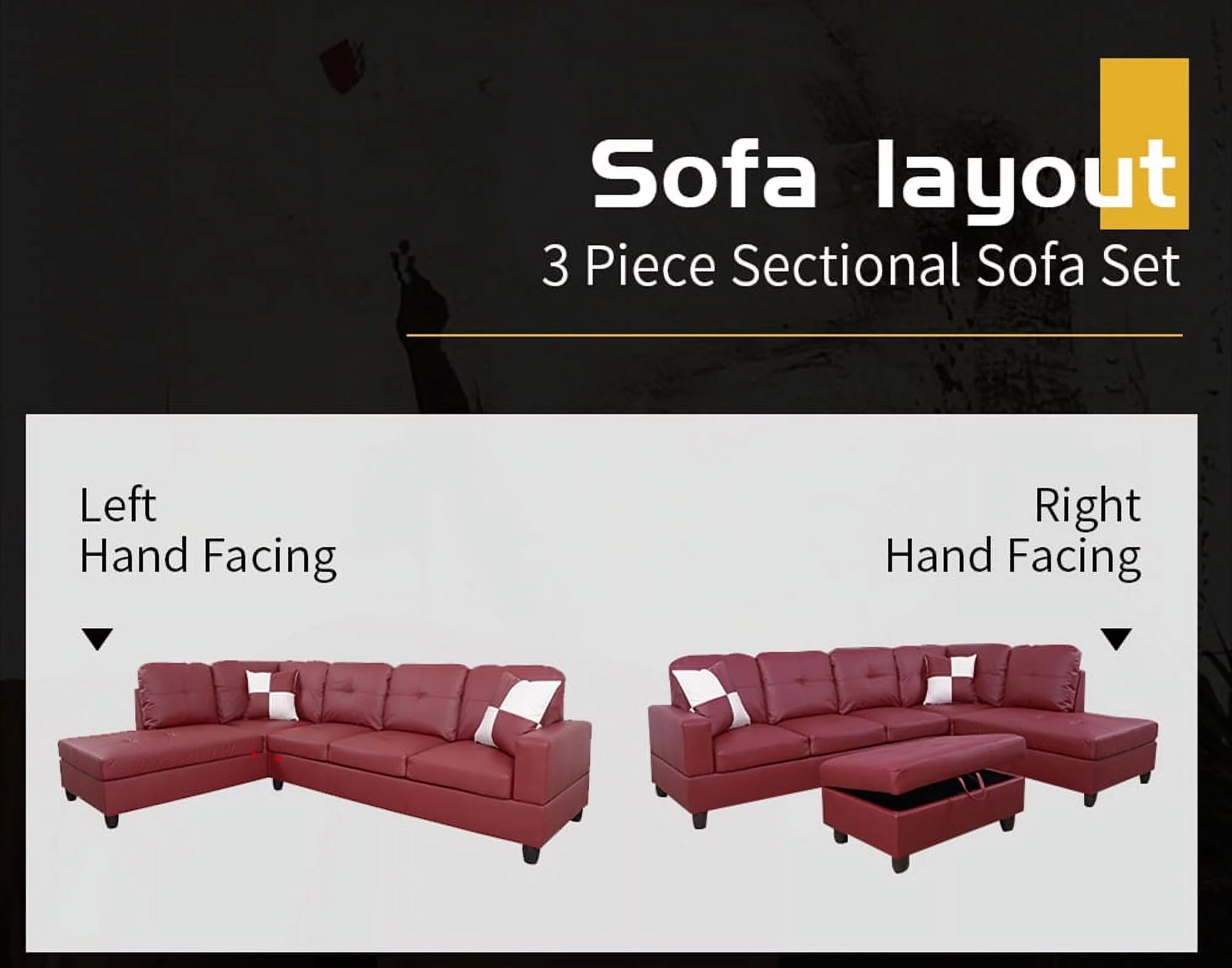 Lifestyle Furniture LF094B Urbania Right Hand Facing Sectional Sofa Red Z869882