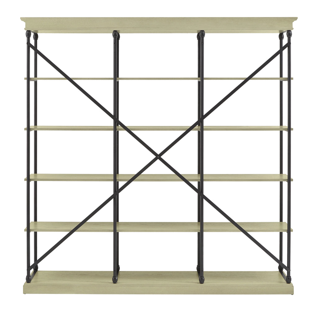 Weston Home Cabana 5 Shelf Triple Bookcase, Ivory/Black C884256