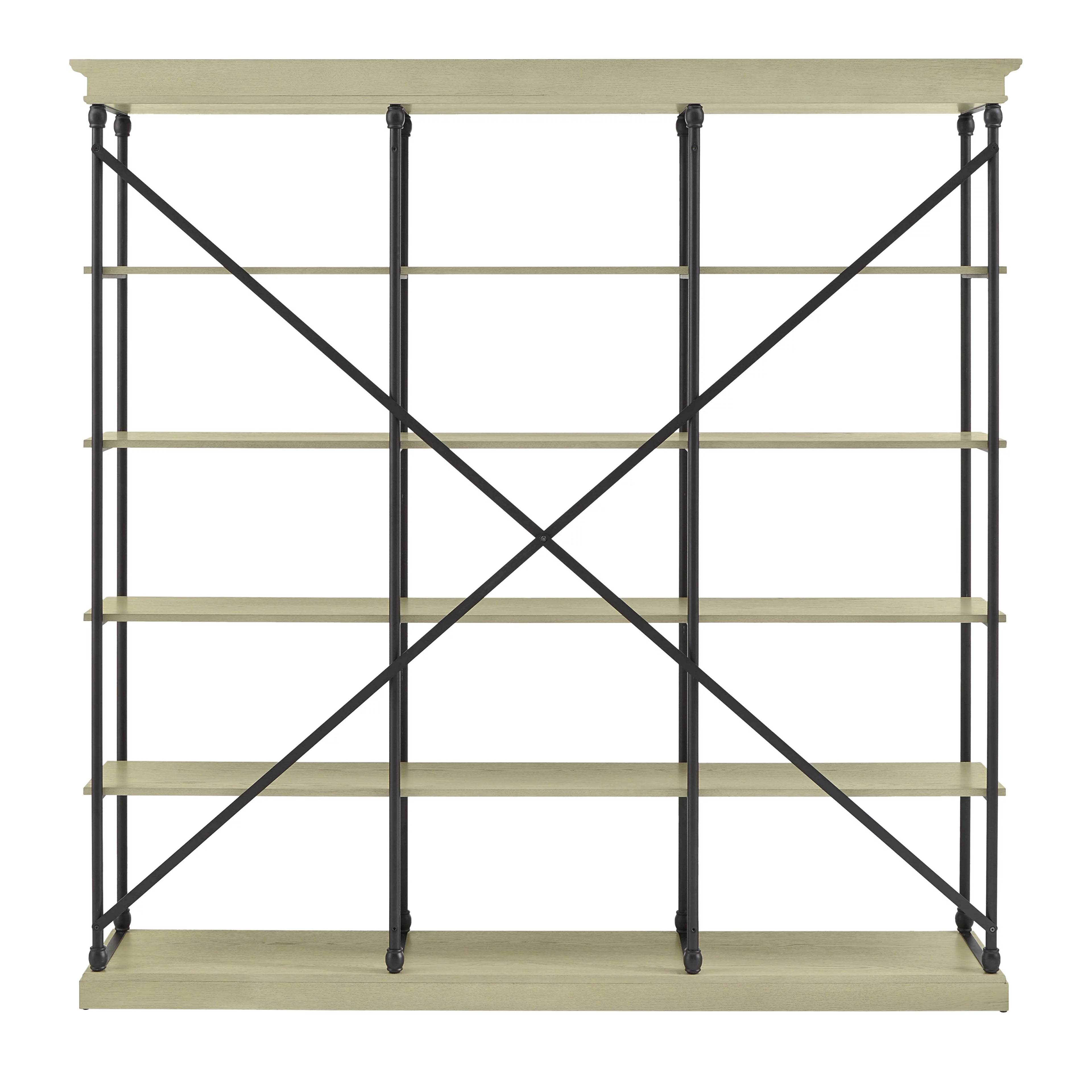 Weston Home Cabana 5 Shelf Triple Bookcase, Ivory/Black C884256