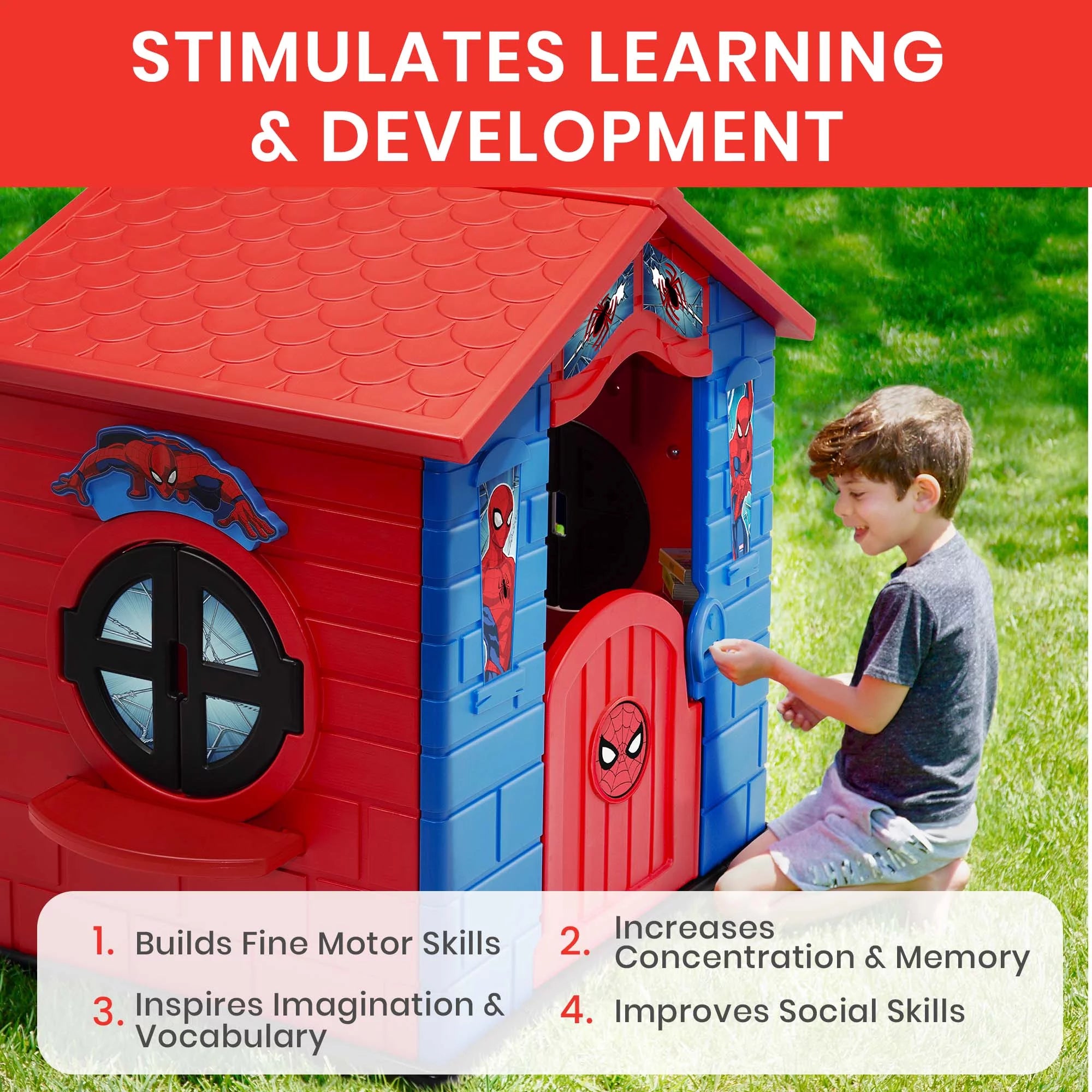 Marvel Spider-Man Plastic Playhouse by Delta Children, Blue/Red U8904