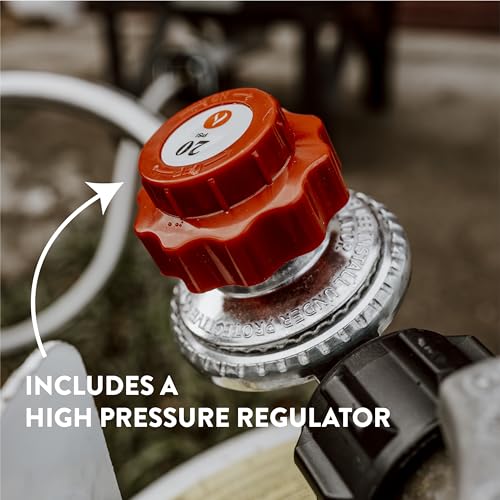 GasOne 200K BTU Propane Burner with Adjustable Regulator and Steel Braided Hose C8002