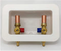 OUTLET BOX and VALVES WITH WATER HAMMER ARRESTOR 1/2" F1807 PEX x 3/4" MHT Hose Male Connector Washing Machines Assembly Kit Long Shank Lead Free Easy Shutoff Hookup with Copper Risers