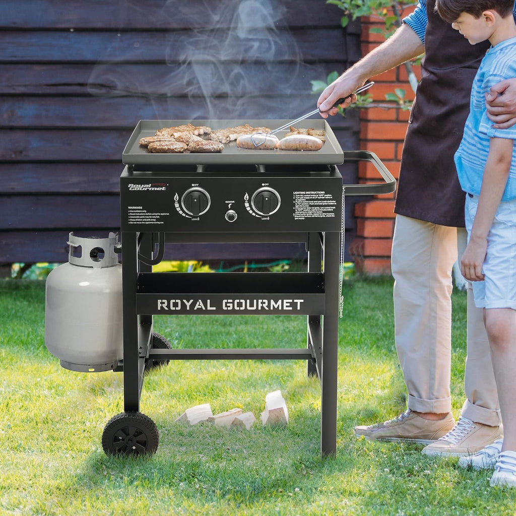 Royal Gourmet GB2000N 2-Burner Propane Gas Griddle, 23-Inch Flat Top BBQ Grill, Outdoor Cooking Station U344362