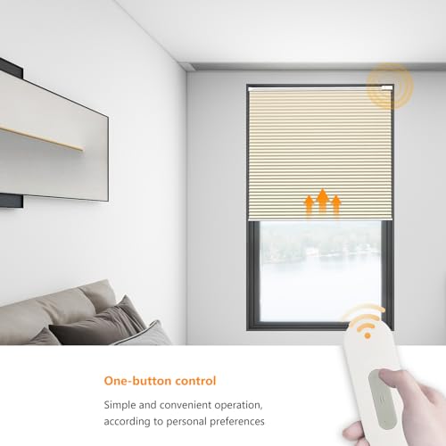 Motorized Cellular Shades Cordless Blackout with Remote, Grey R743