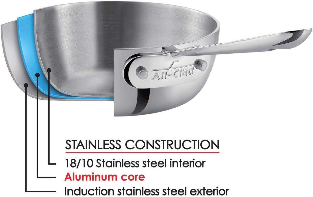 All-Clad D3 Fry Lid 10 Inch Stainless Steel Cookware, Silver K373