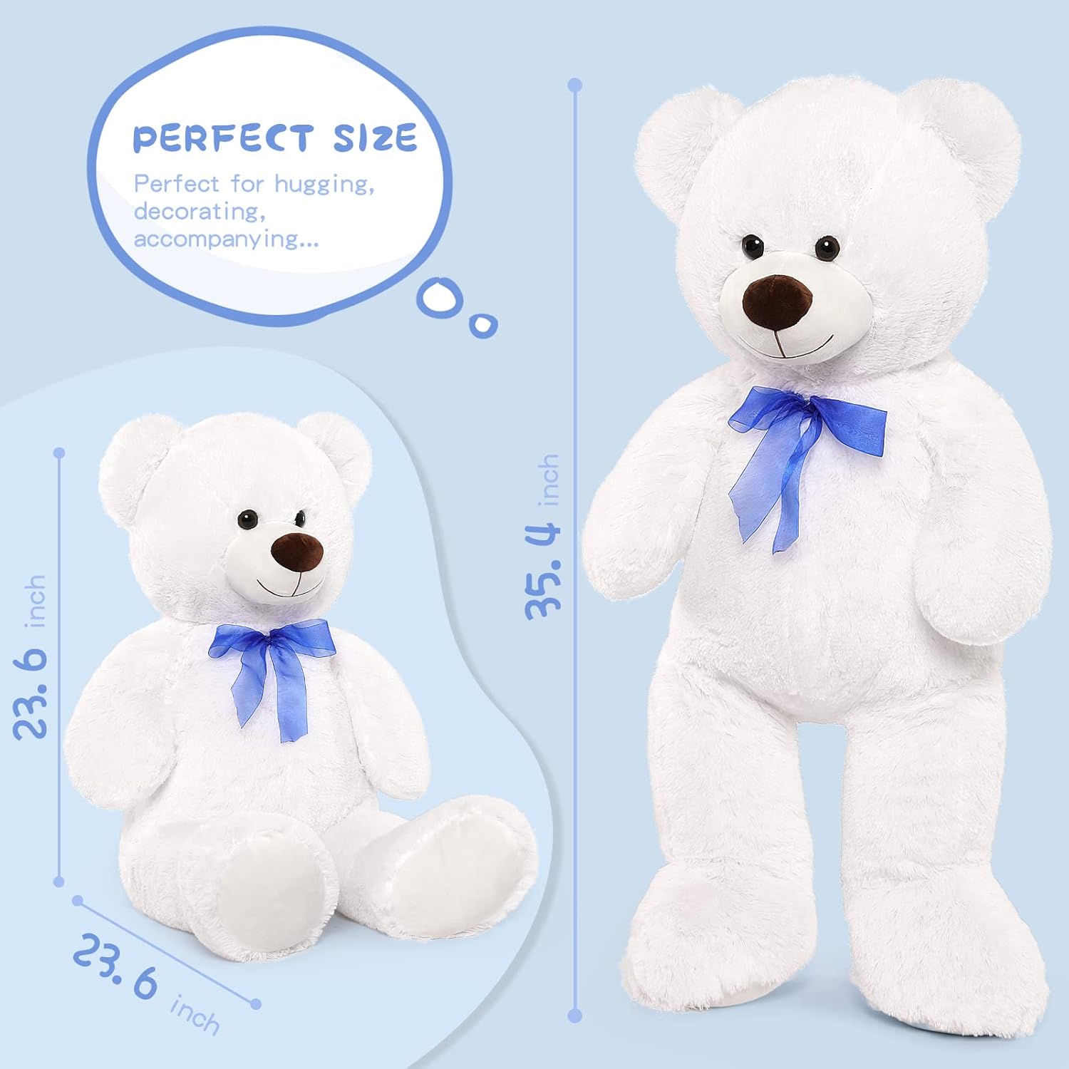 MorisMos 2-Pack Giant Teddy Bear Stuffed Animals, 35.4" Pink & White Plush Toy I424